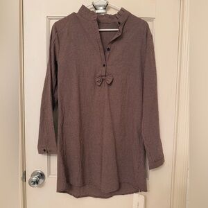 Loft Brown Long Sleeve Blouse with Bow